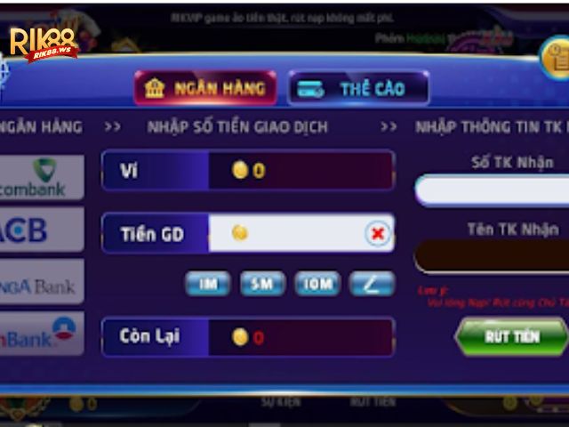 Hướng Dẫn Nạp Rút Rik88 Chi Tiết Từ A-Z 4 Hướng dẫn rút tiền Rik88