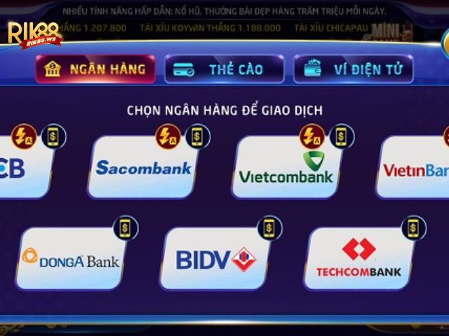 Hướng Dẫn Nạp Rút Rik88 Chi Tiết Từ A-Z 5 Rút qua ngân hàng