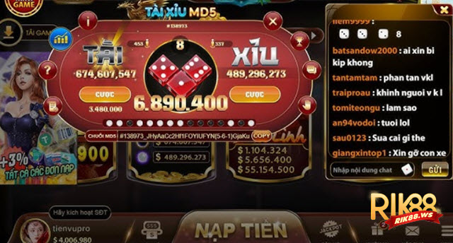 Mẹo chơi Tài xỉu MD5 thắng thưởng khủng 3 Sảnh cược minigame Tài xỉu MD5 Rik88