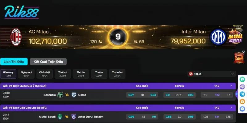 Kho game Rik88 đa dạng loại hình giải trí