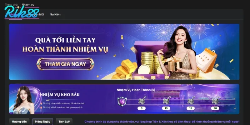 Các nhiệm vụ và đặc quyền tại Rik88